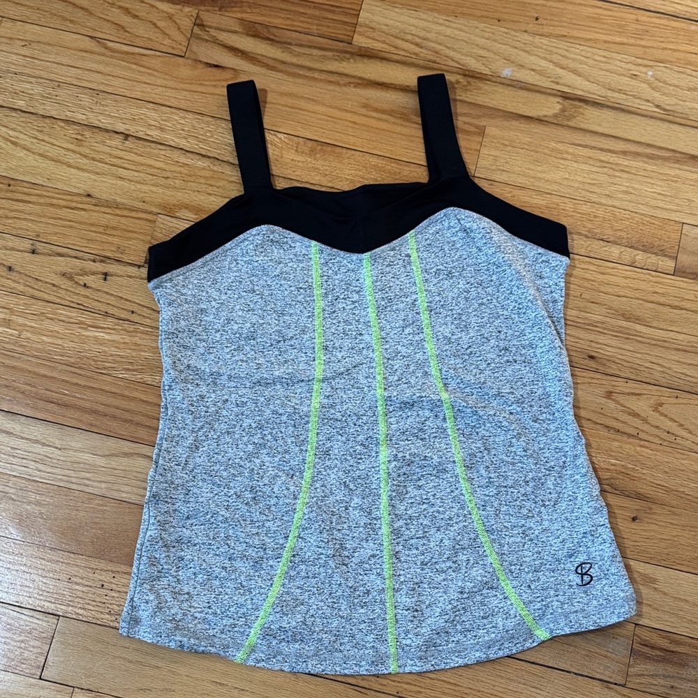 Sofibella Women's Black and Gray Tank Top with Neon Accents